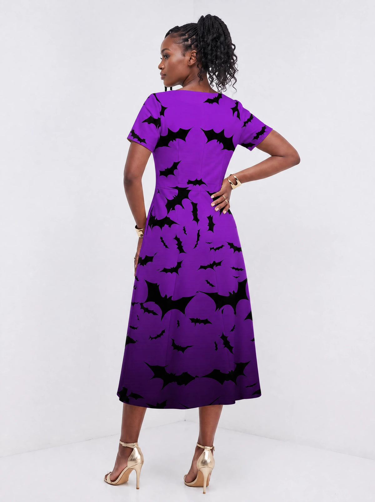 "Popo" Halloween Sweetheart Midi Dress — back view on model