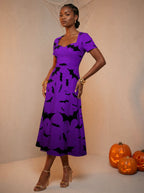 "Popo" Halloween Sweetheart Midi Dress — three-quarter view on model