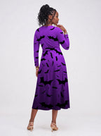 "Popo" Halloween Long Sleeve Midaxi Dress — back view on model