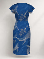 "Pwani" Cap Sleeve Midi Dress