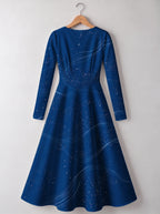 "Pwani" Long Sleeve Sweetheart Midi Dress — back view