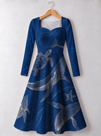 "Pwani" Long Sleeve Sweetheart Midi Dress — front view