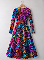 "Rangi" Long Sleeve Sweetheart Midi Dress — back view