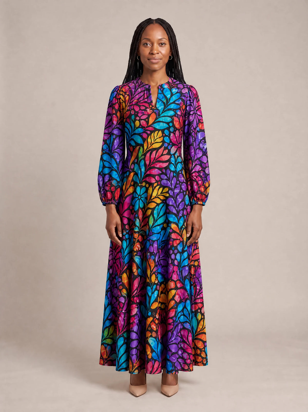 "Rangi" Puff Sleeve Maxi Dress