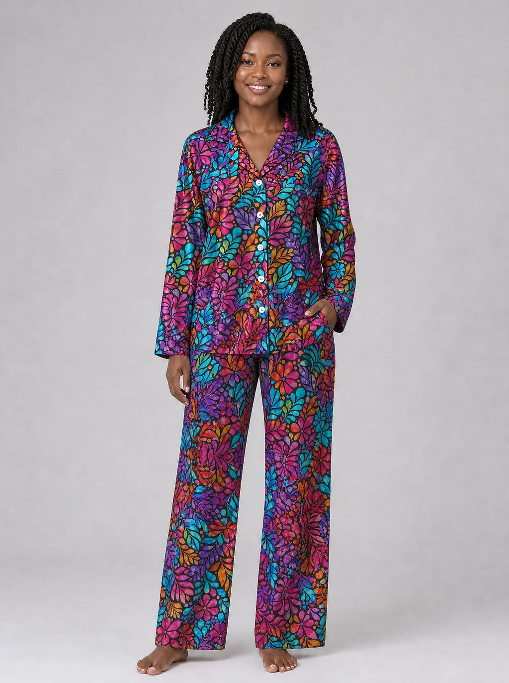 "Rangi" Pajama Set — front view on model