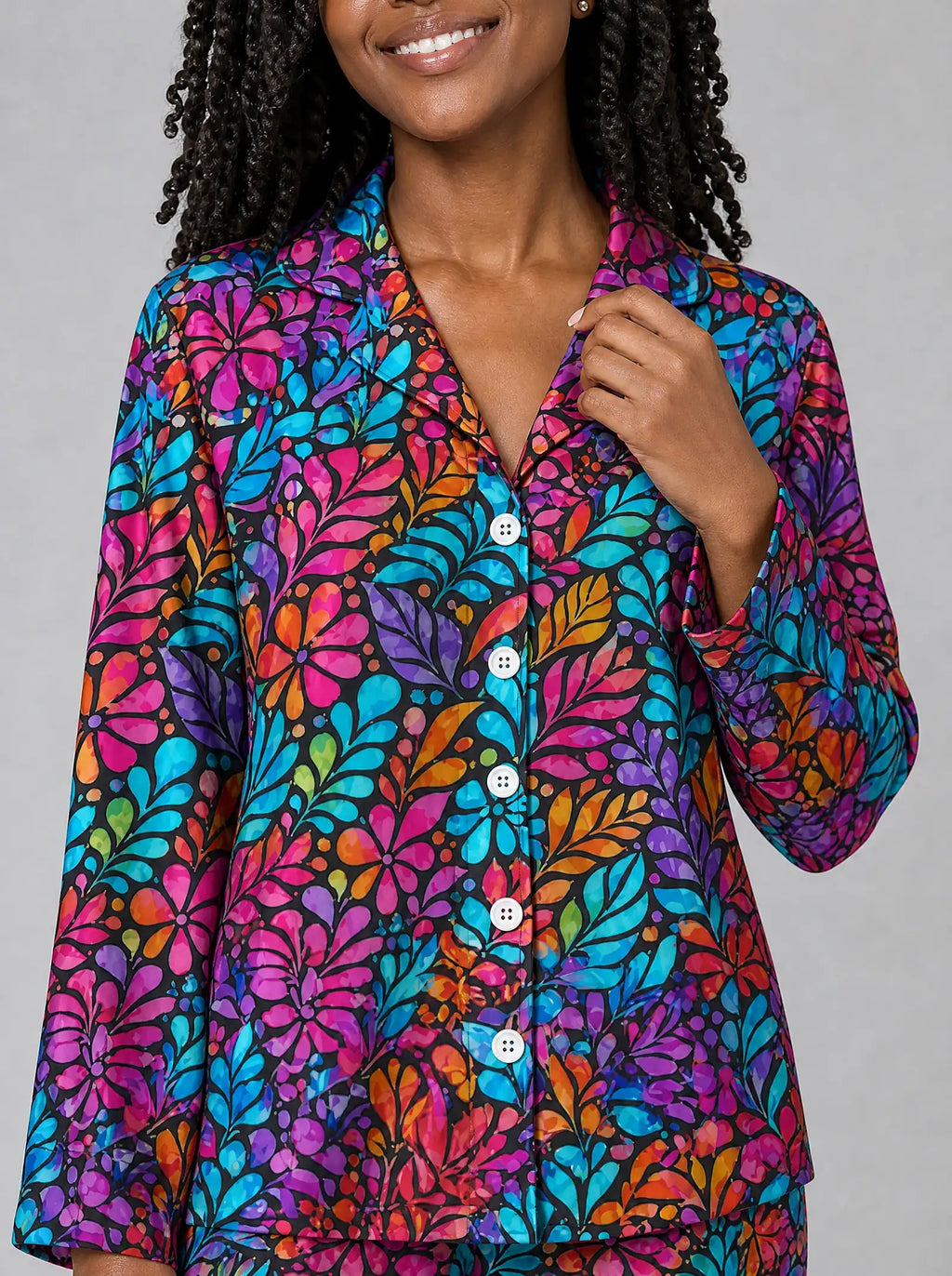 "Rangi" Pajama Set — close-up on model