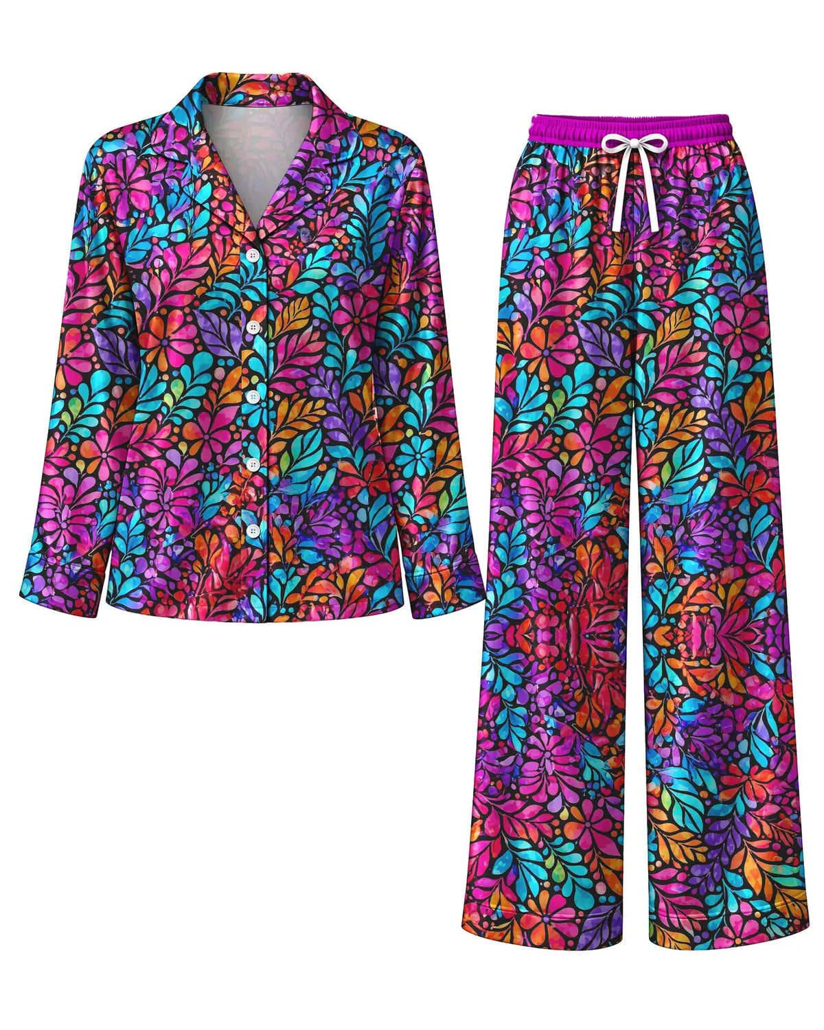 "Rangi" Pajama Set — flat lay of the shirt and pants