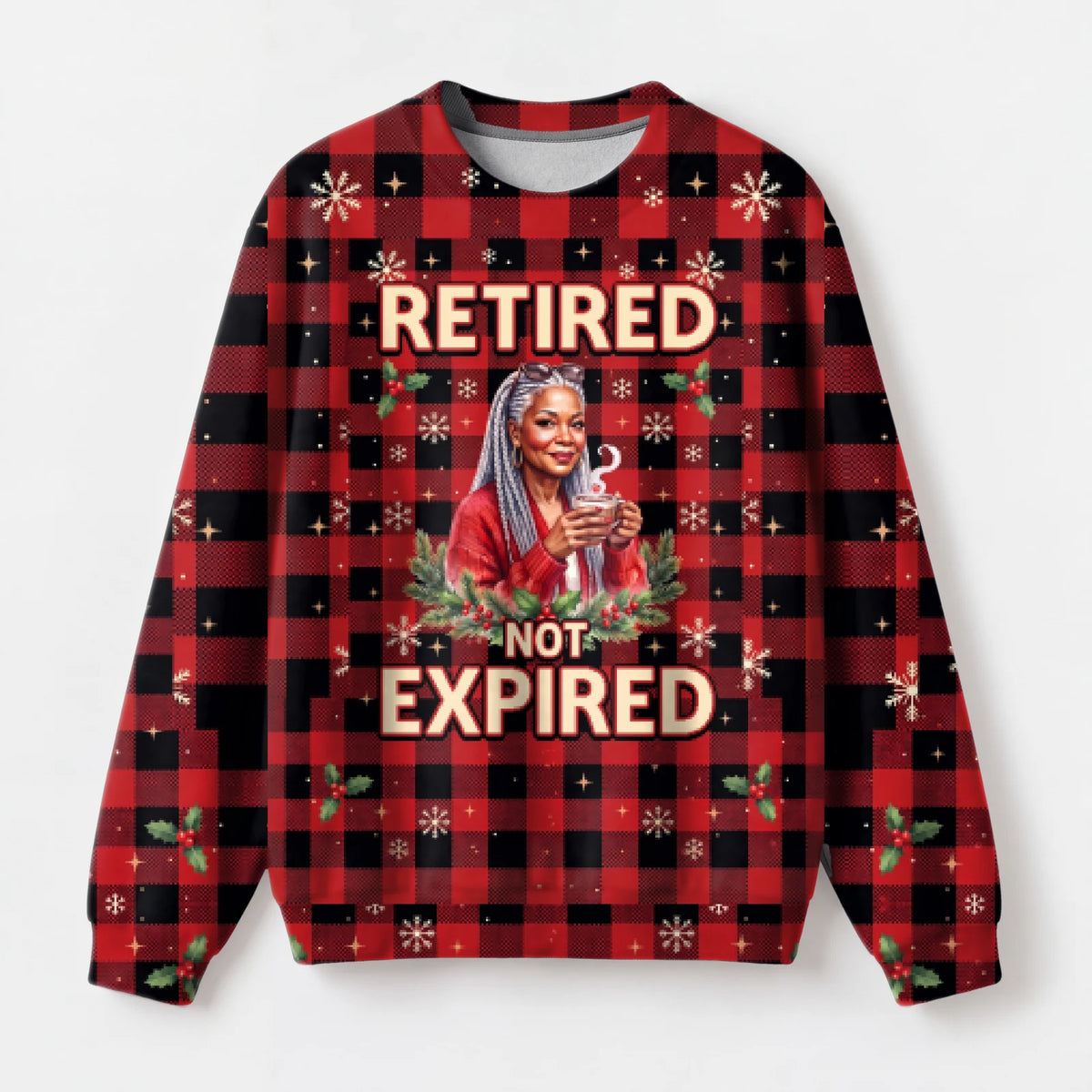"Retired" Christmas Sweatshirt — front view