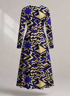 "Royal Blue Sheba" Viscose Midi Dress — back view