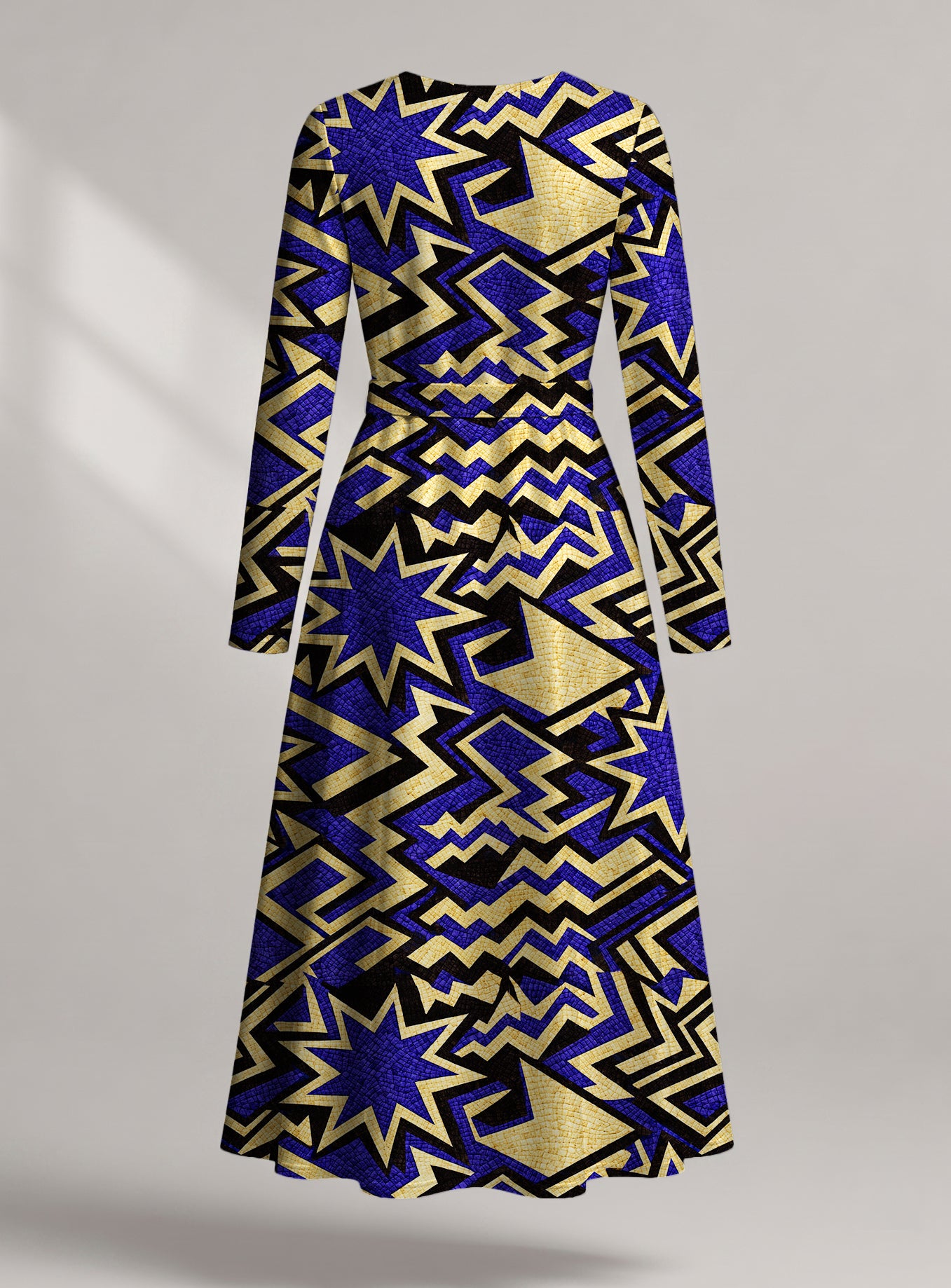 "Royal Blue Sheba" Viscose Midi Dress — back view