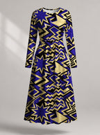 "Royal Blue Sheba" Viscose Midi Dress — front view