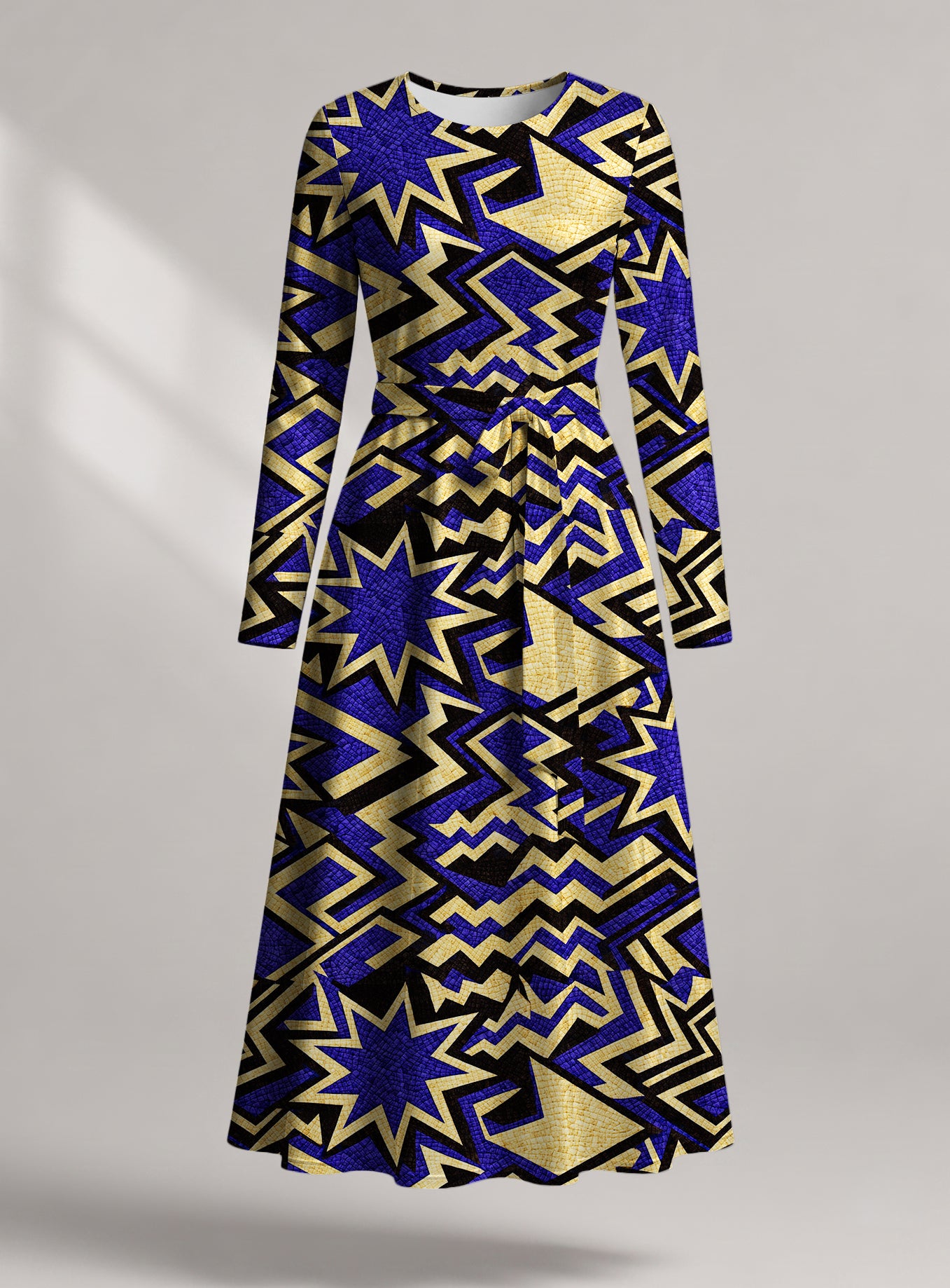 "Royal Blue Sheba" Viscose Midi Dress — front view