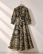 "Sahara" Long Puff Sleeve Dress
