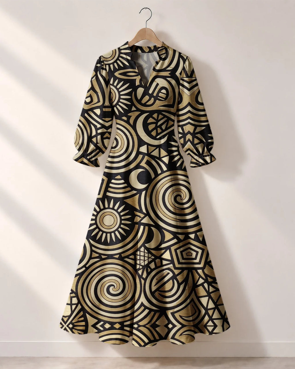 "Sahara" Long Puff Sleeve Dress