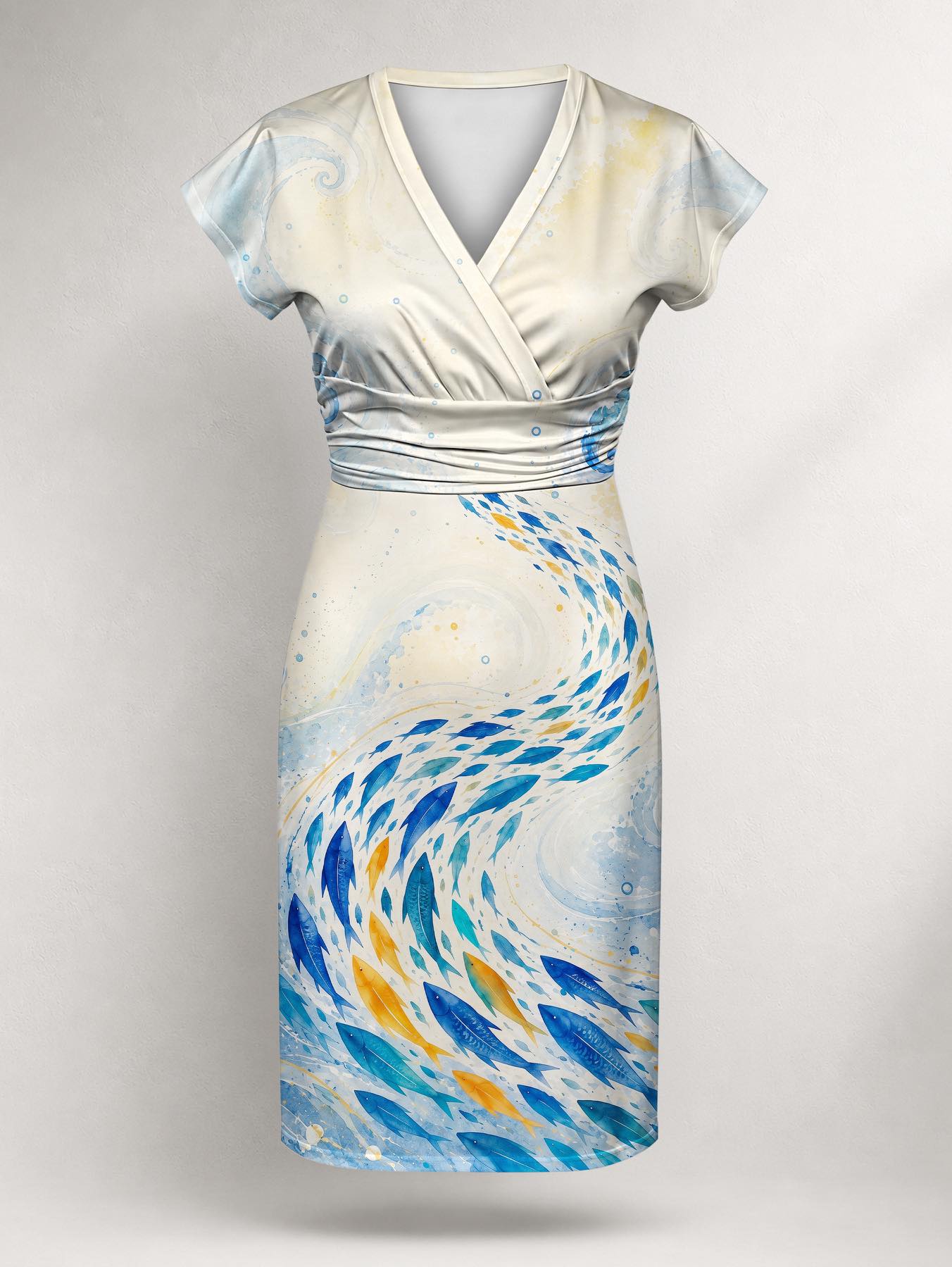 "Samaki" Cap Sleeve Midi Dress