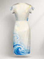 "Samaki" Cap Sleeve Midi Dress