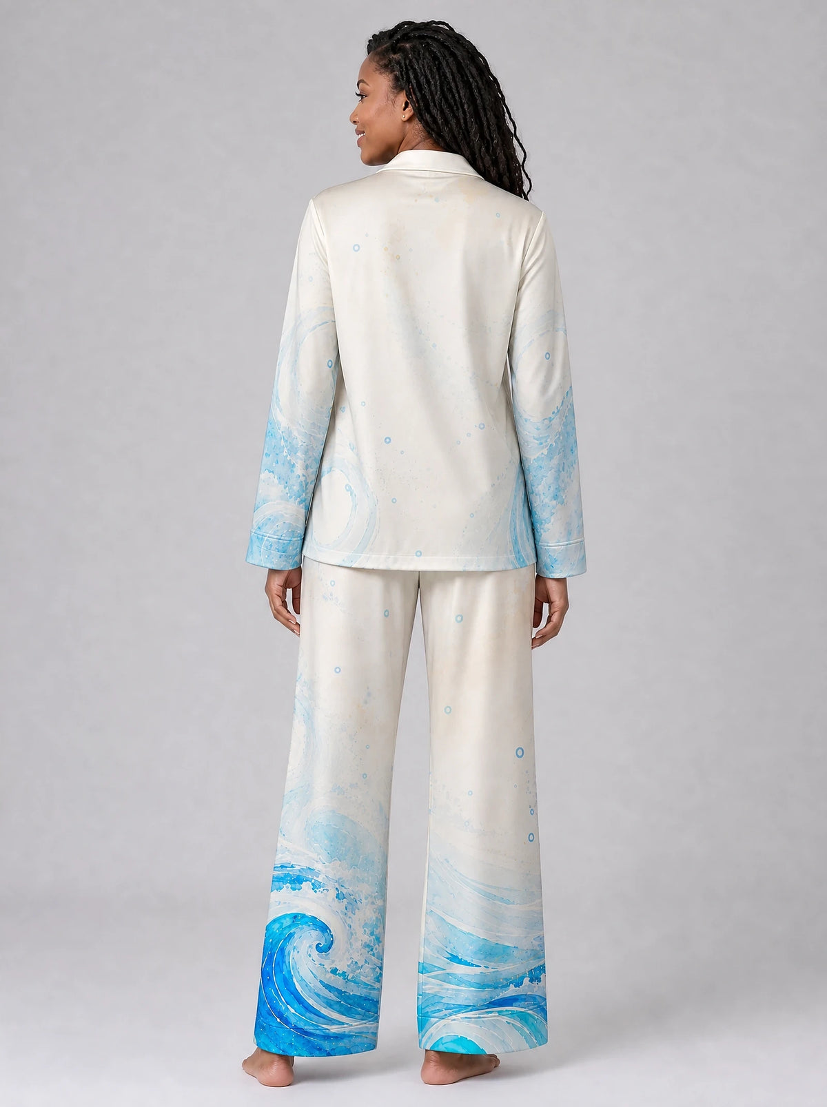 "Samaki" Pajama Set — back view on model