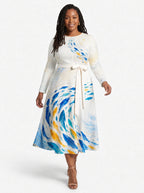 "Samaki" Long Sleeve Midaxi Dress — front view on model
