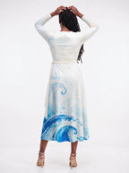 "Samaki" Long Sleeve Midaxi Dress — back view on model