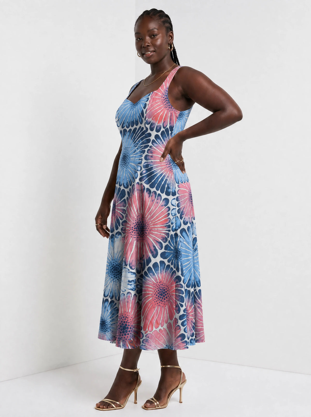 "Samawati" Corset Dress — three-quarter view on model