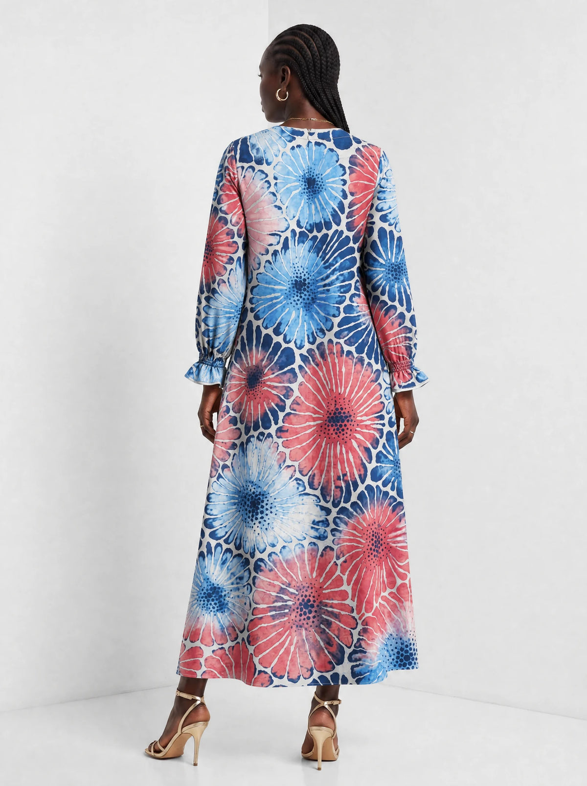 "Samawati" Long Sleeve Maxi Dress — back view on model