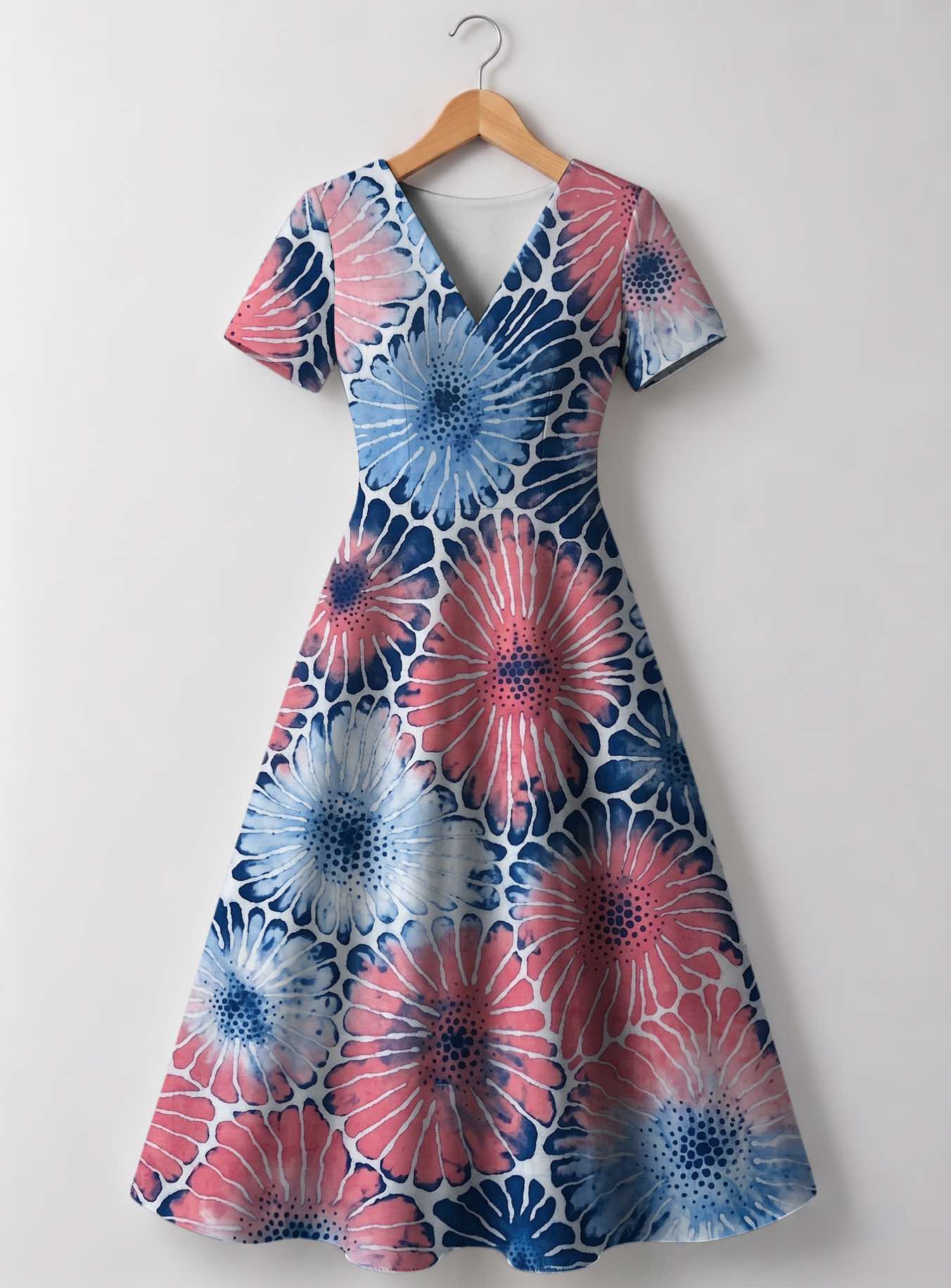 "Samawati" V Neck Midi Dress