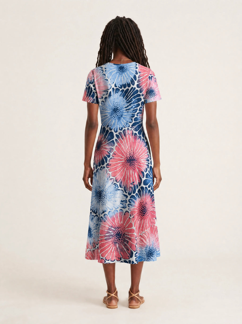 "Samawati" V Neck Midi Dress — side