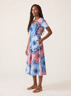 "Samawati" V Neck Midi Dress — full body