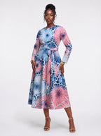 "Samawati" Long Sleeve Midaxi Dress — front view on model
