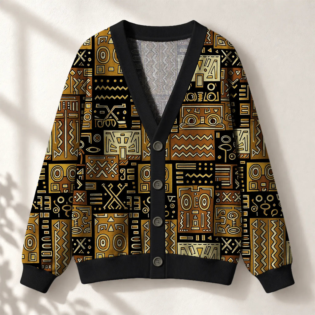 "Sankofa" Knitted Cardigan — front view