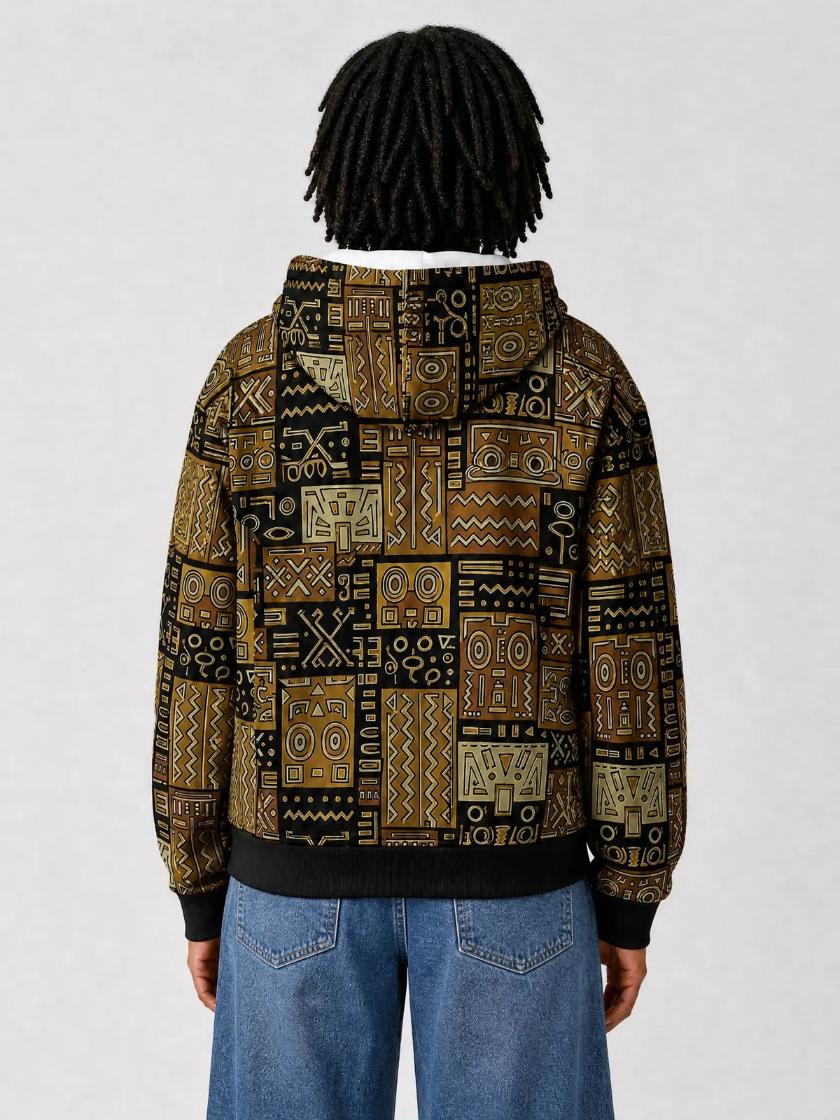 "Sankofa" Hoodie — back view on model