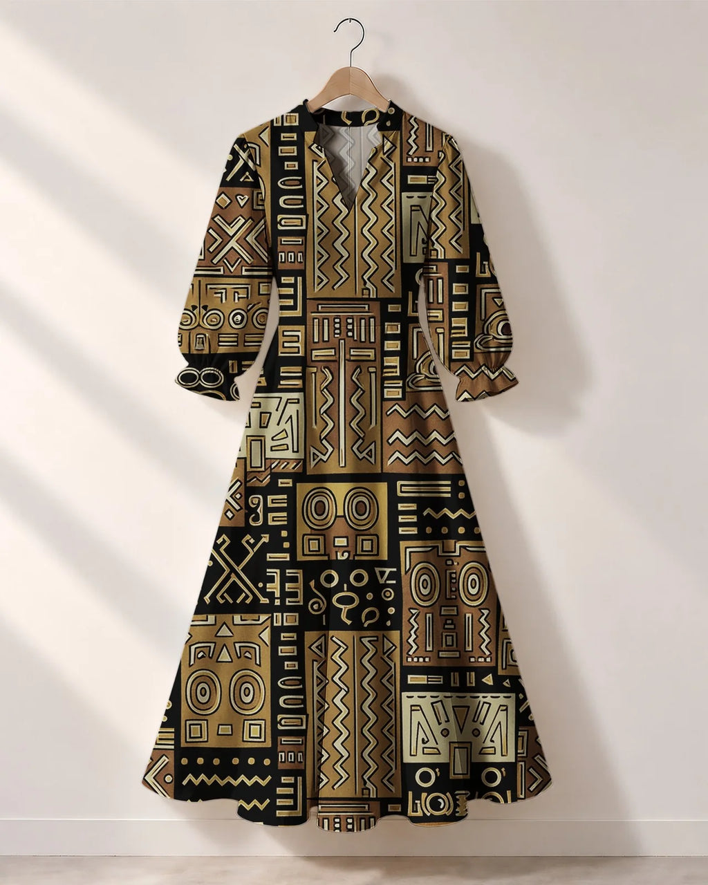 "Sankofa" Long Puff Sleeve Dress