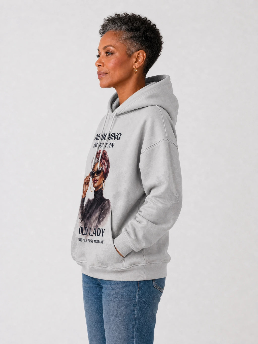 "Seasoned" Hoodie — side view on model