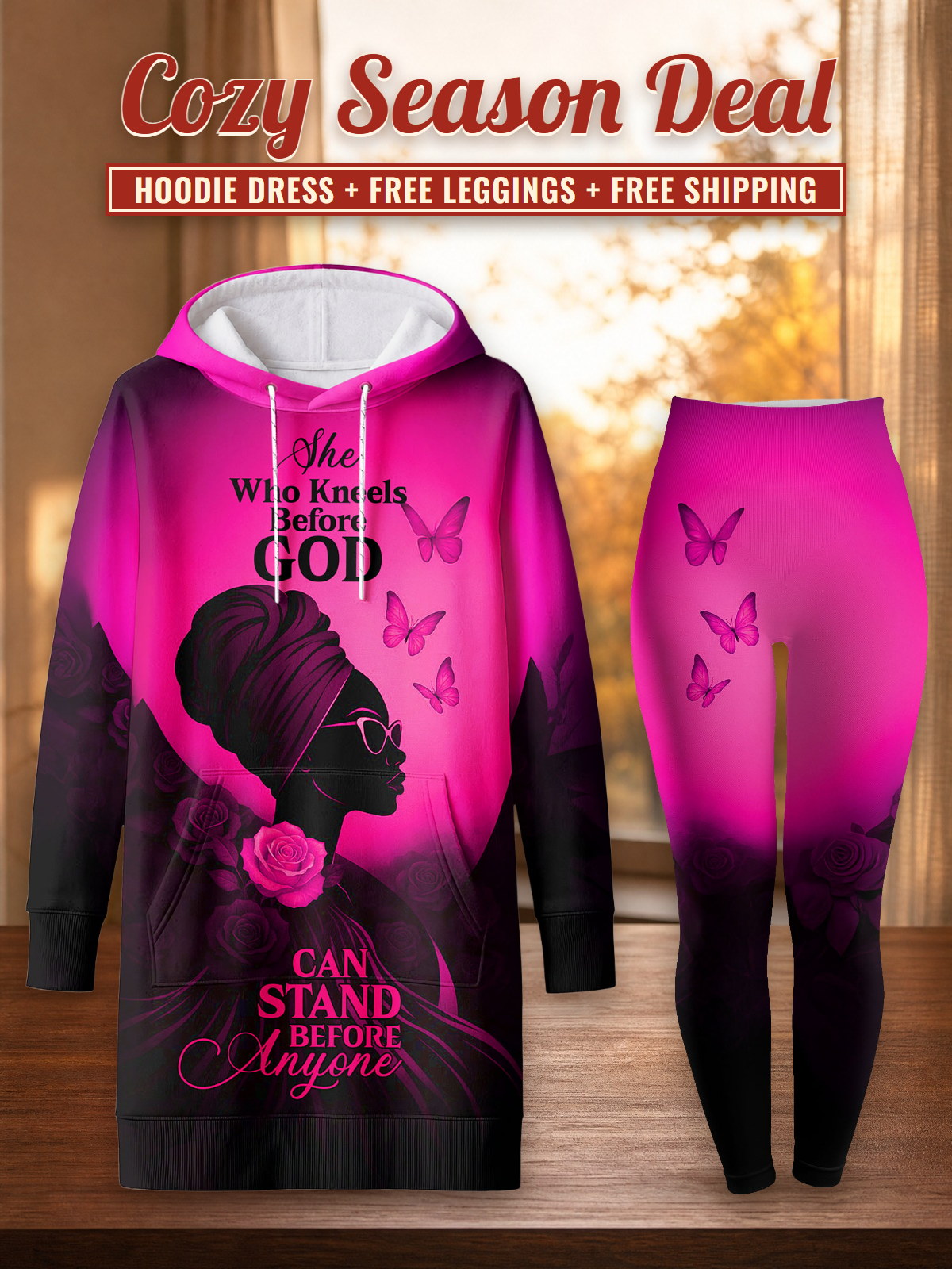 "Selah" Pink Hoodie Dress & Leggings Deal – Cozy Season Deal: hoodie dress + free leggings + free shipping