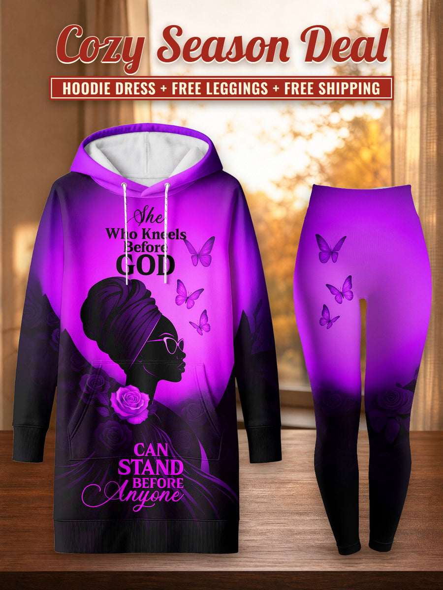 Selah Purple hoodie dress and leggings, photo 1