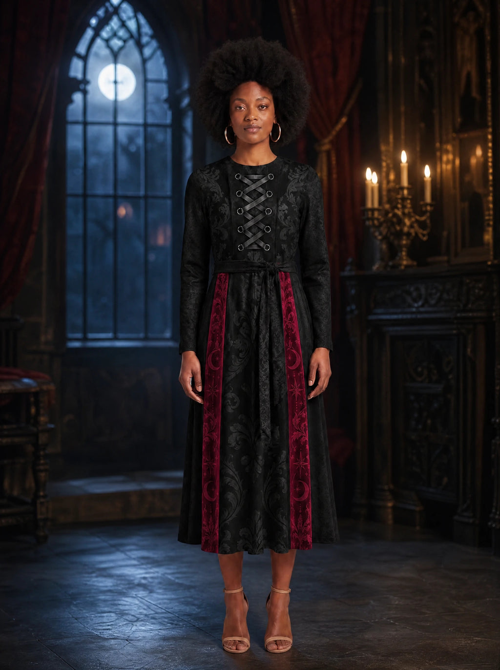 "Selene" Long Sleeve Midaxi Dress