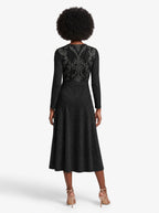 "Selene" Long Sleeve Midaxi Dress — back view on model