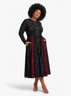 "Selene" Long Sleeve Midaxi Dress — walking, three-quarter view on model