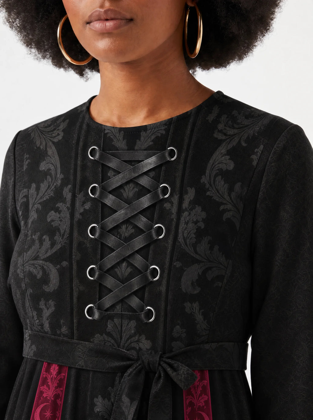 "Selene" Long Sleeve Midaxi Dress — three-quarter view on model
