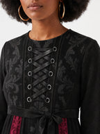 "Selene" Long Sleeve Midaxi Dress — three-quarter view on model