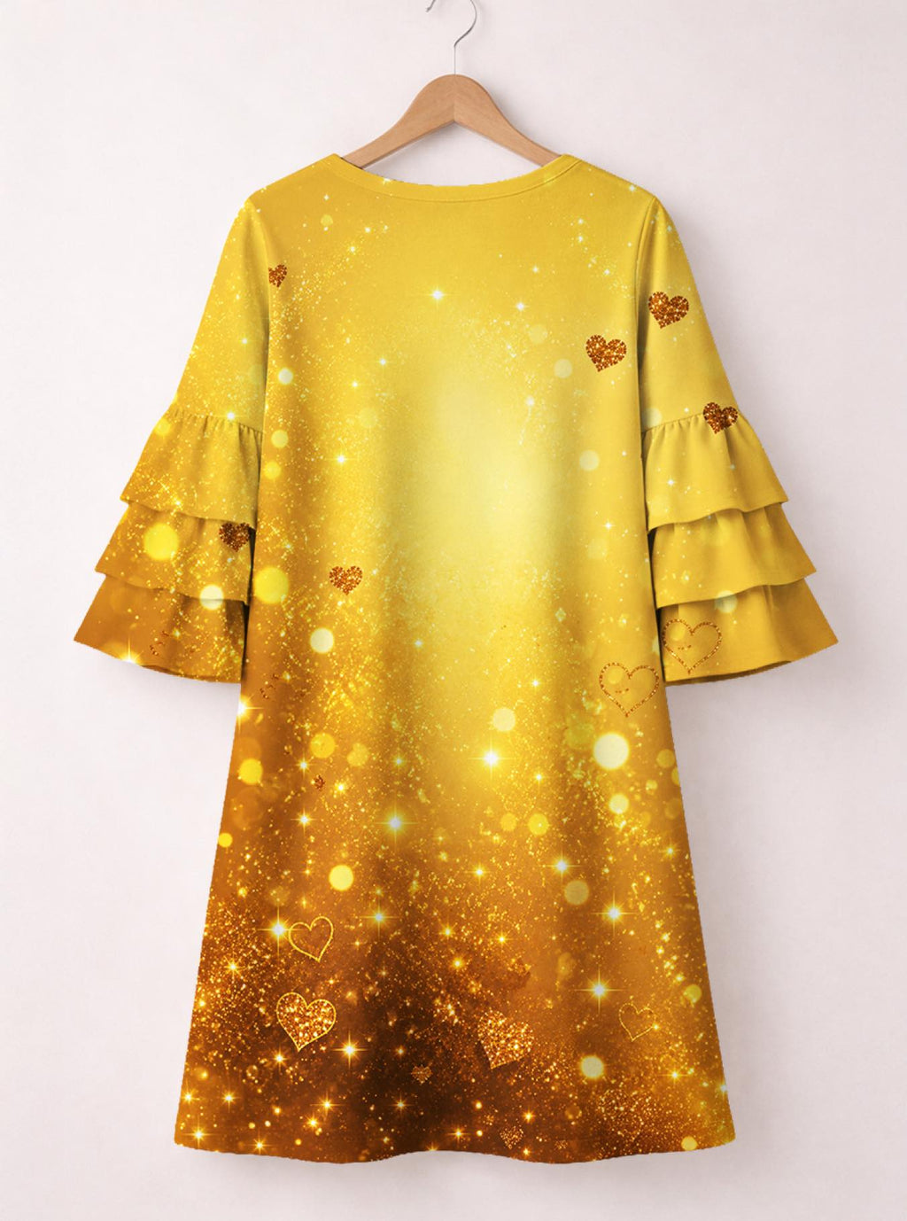 "September Best Life" Stacked Ruffle Sleeve Dress