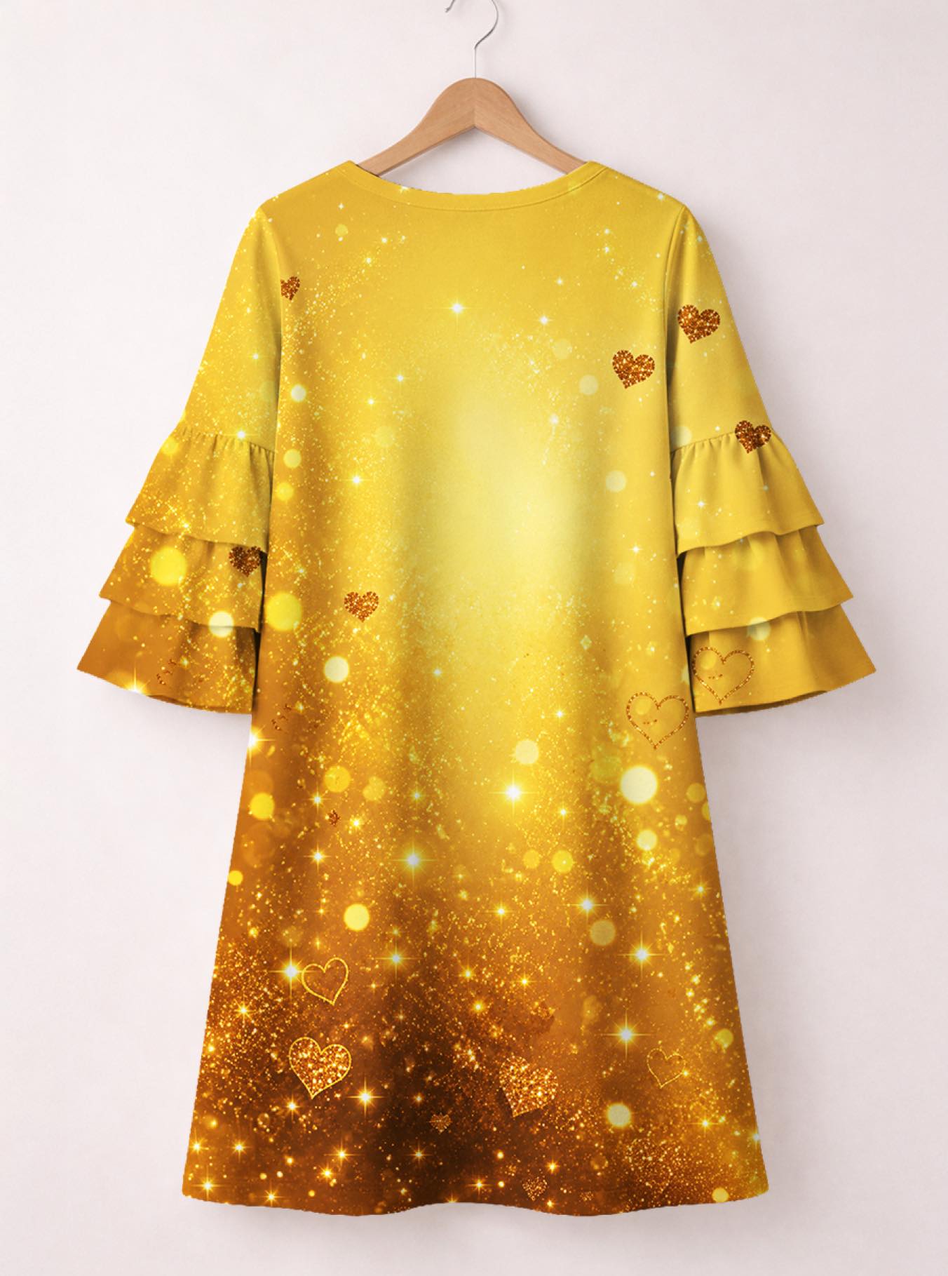 "September Best Life" Stacked Ruffle Sleeve Dress