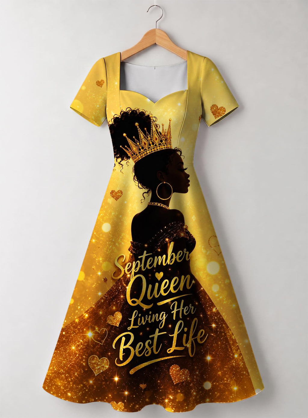 "September Best Life" Sweetheart Midi Dress