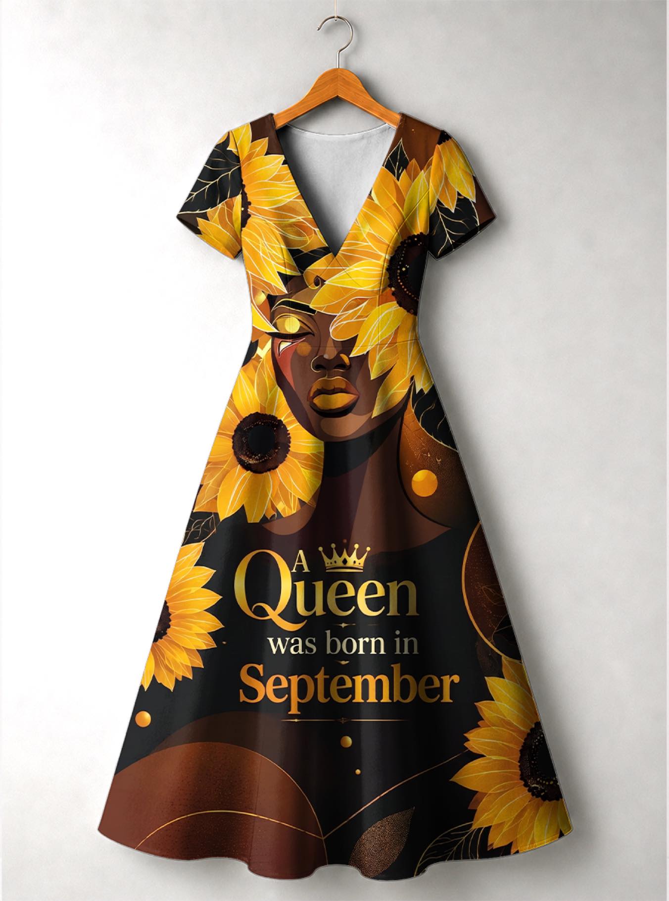 "September Born Queen" Short Sleeve Maxi Dress
