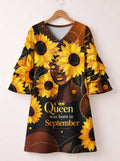 "September Born Queen" Stacked Ruffle Sleeve Dress