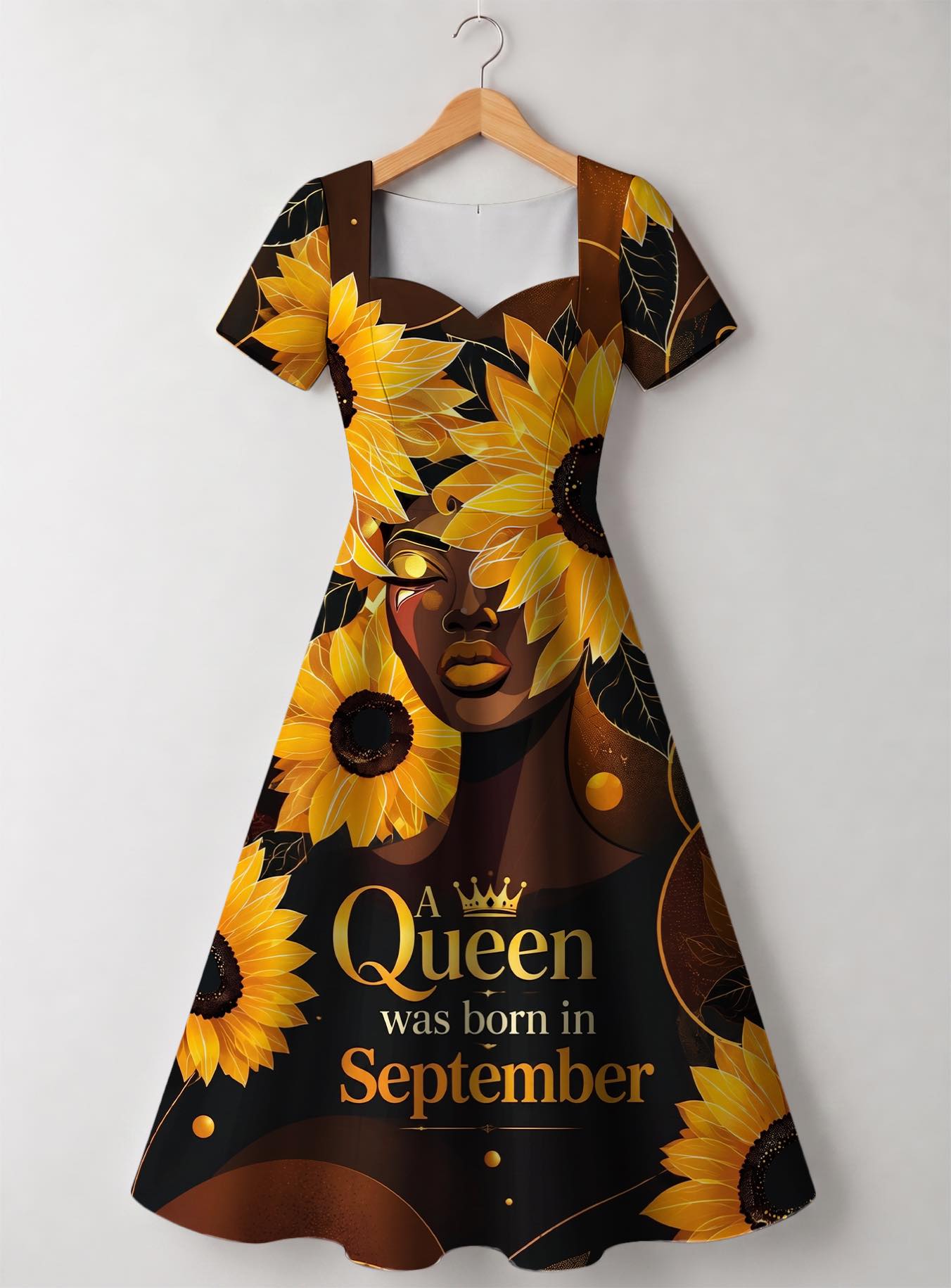 "September Born Queen" Sweetheart Midi Dress