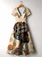 "September Queen" Short Sleeve Maxi Dress