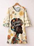 "September Queen" Stacked Ruffle Sleeve Dress