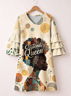 "September Queen" Stacked Ruffle Sleeve Dress