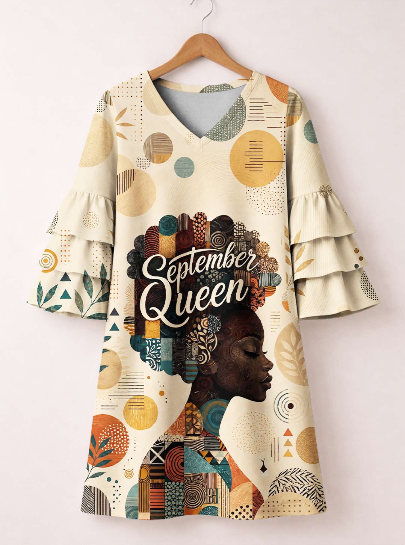 "September Queen" Stacked Ruffle Sleeve Dress